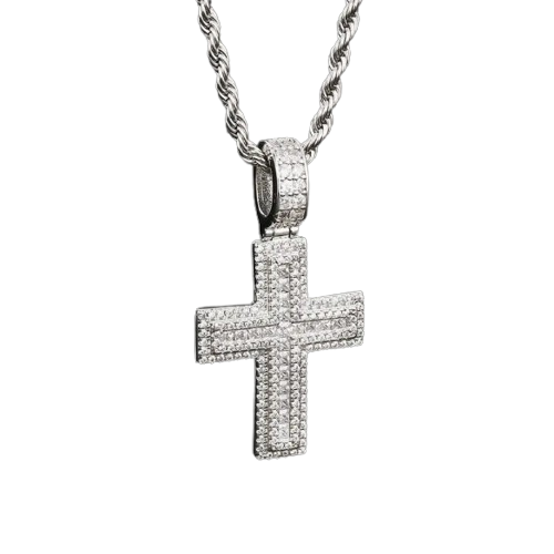 Naszyjnik Iced Cross Pendant pozłacany
